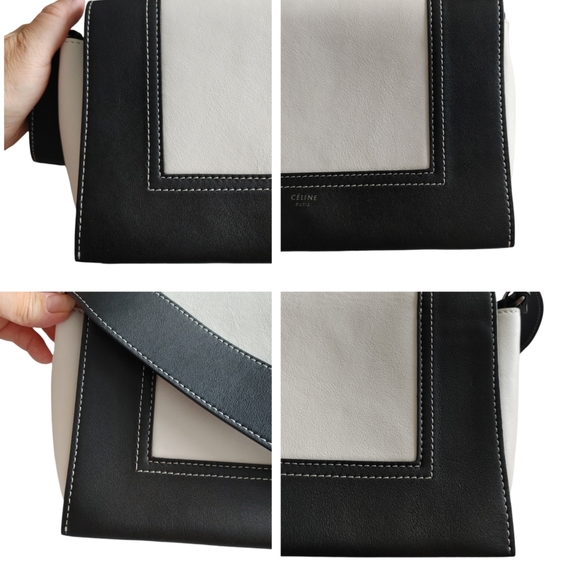 Celine Frame Black & White Leather Crossbody Bag - Picture 11 of 16